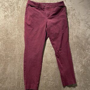 Old Navy Pants Womens 14 Petite Pixie High Rise Burgundy Red Ankle Casual
